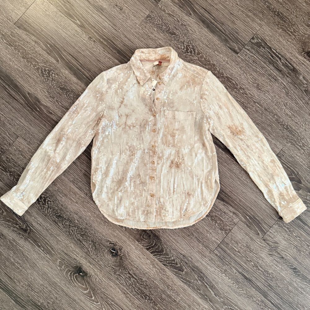 Anthropologie Pilcro Sequin Buttondown Shirt New
